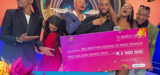 McJunior celebrates with a R2 million cheque after winning Big Brother Mzansi Season 4 in 2024