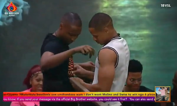 Ezra gives Swiss the Big Brother Mzansi Season 5 Head of House badge